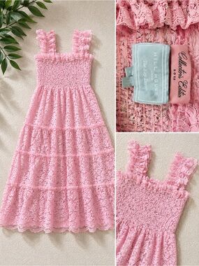Hill House Kids Pastel Pink Lace Tiered Sundress